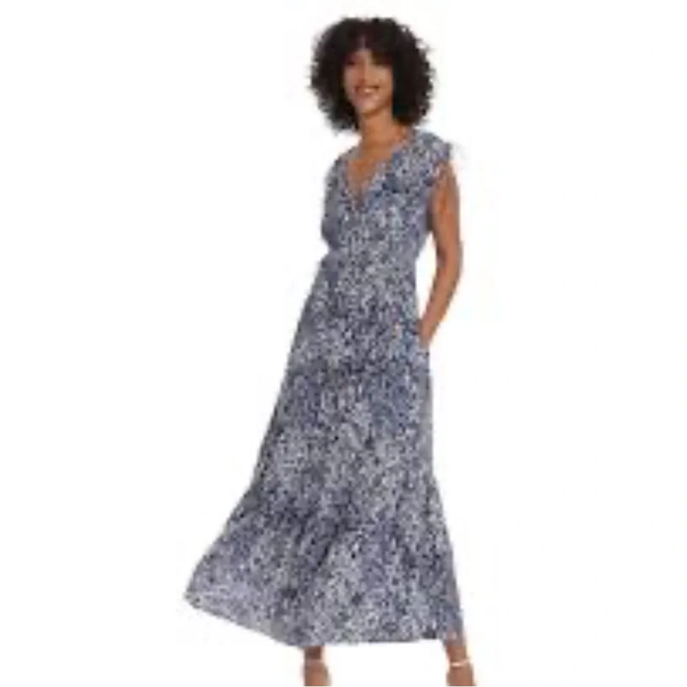 NWT Maggy London Ladies Size 14 Sleeveless Tiered Maxi Dress
